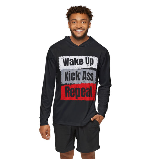 Sports Warmup Hoodie for Men - Kick Ass Repeat Design